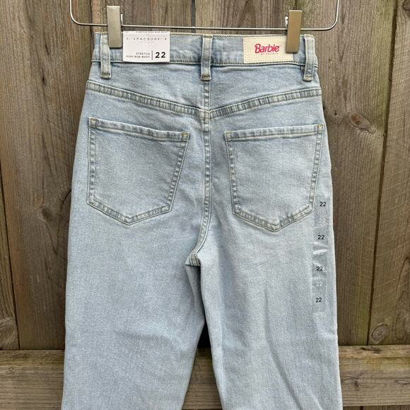 Barbie X PacSun Jeans Stretch High Rise Bootcut Denim Light Blue Size 22 NWT - Picture 6 of 9